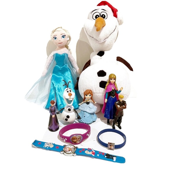 Disney Frozen Lot Olaf Plush Elsa Anna Watch Bracelet Kristoff Figurines Lot Toy - Picture 1 of 15
